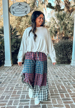 Patchwork Plaid Wide Leg Pant
