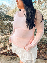 Mesh Heart Fitted Top | Blush