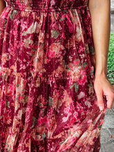 Floral Polka Dot Tulle Midi Dress | Burgundy