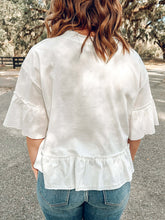 Washed Ruffle Top | White