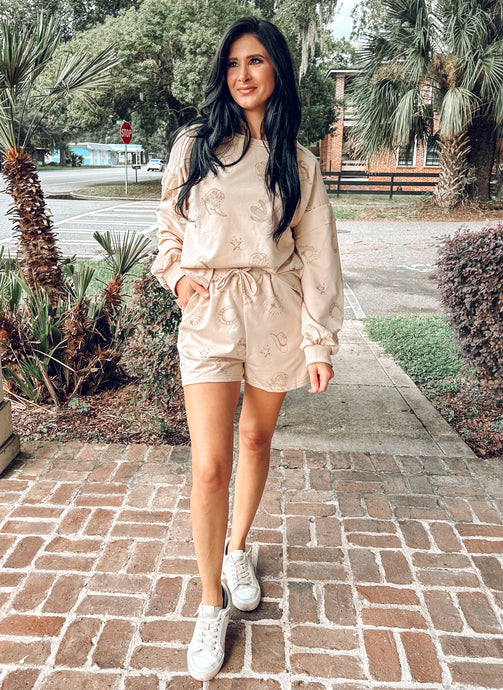 Western Print Lounge Set | Taupe