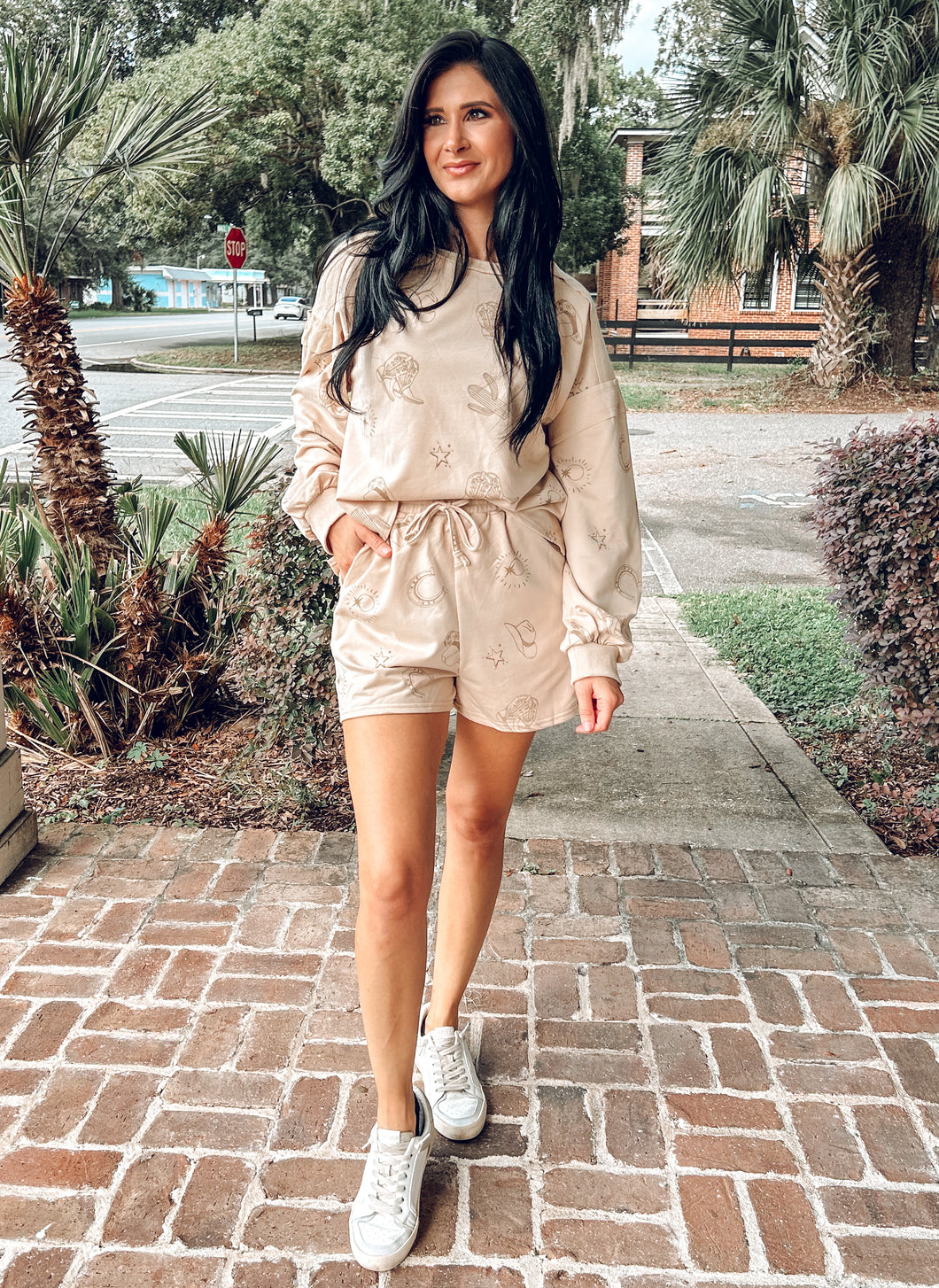 Western Print Lounge Set | Taupe