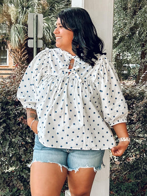 Dreaming Dot Top | Navy White