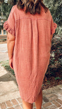 Mineral Wash Gauze Dress | Brick