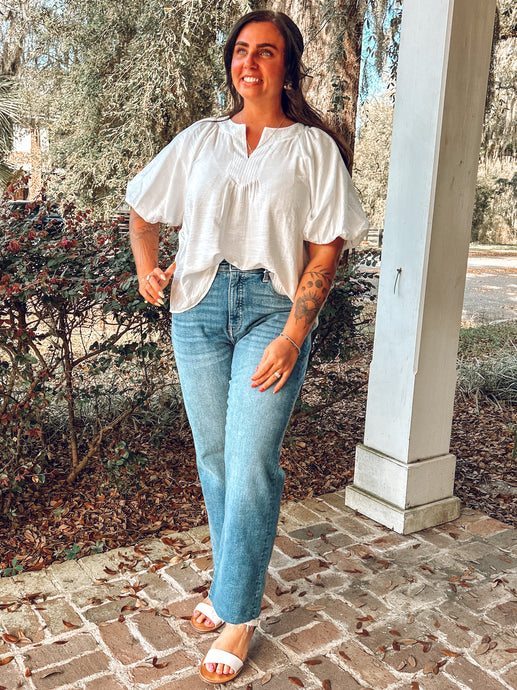 Spring Puff Sleeve Top | White