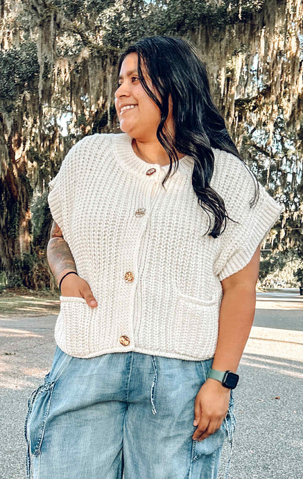 Oversize Button Down Vest | Cream
