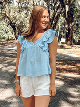 Bright Skies Ruffle Top | Lt. Blue