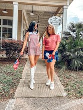 Striped Denim Romper | Red/Navy
