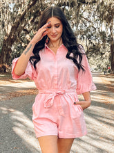 Button Collared Romper | Pink