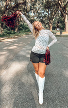 Polka Dot Mesh Top | White