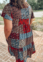 Patchwork Floral Babydoll Dress | Rust