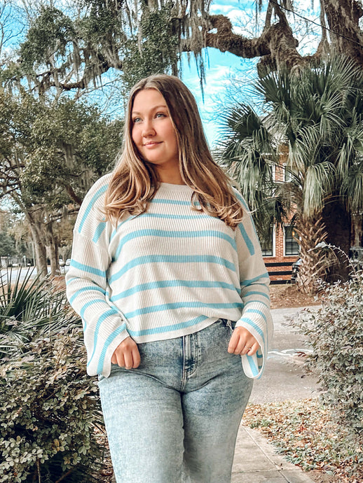 South Winter Striped Sweater | Sky