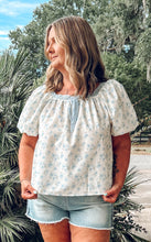 Lace Floral Top | Blue
