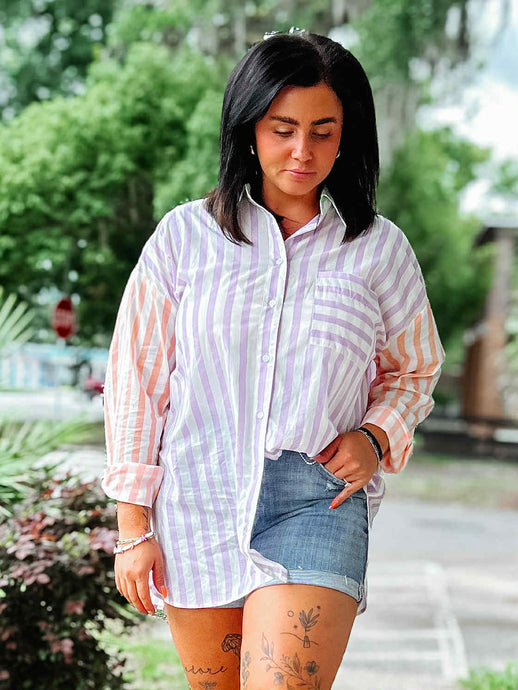 Beach Striped Collared Top | Multi
