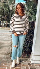 Striped Knit Pullover | Brown