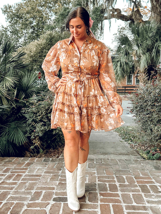 Annie Floral Collared Dress | Brown