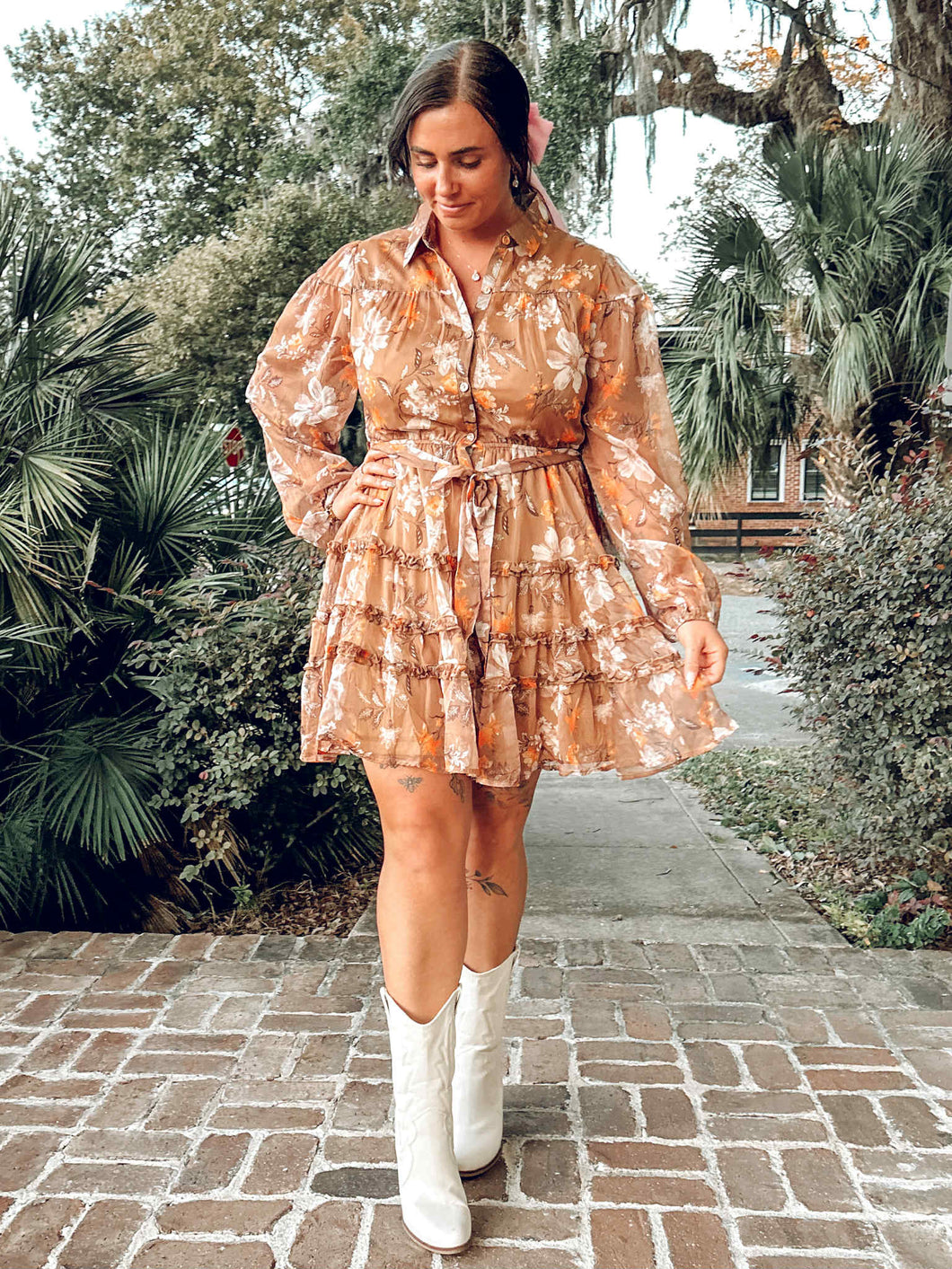 Annie Floral Collared Dress | Brown