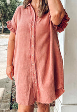 Mineral Wash Gauze Dress | Brick