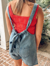 Denim Shortall Romper | Medium Blue