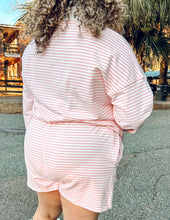 Girly Striped Mock Sweatshirt Set | Pink