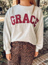 Grace Polka Dot Patch Sweatshirt | Grey