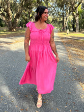Shirred Midi Dress | Pink