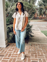 Floral Linen Top | Cream/Black