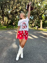 Ruffle Hem Polka Dot Poplin Shorts | Red
