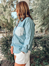 Mixed Stripe Button Up Shirt | Denim