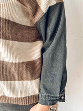 Black Denim Striped Cardigan | Mocha