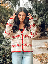 Pretty Floral Cardigan | Red Cream