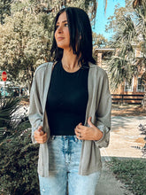 Waffle Stitched Open Cardigan | Grey