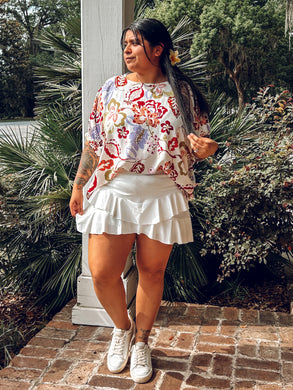 Playful Ruffle Skort | White