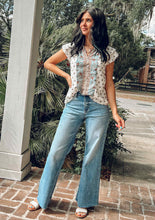 Boho Printed Button Top