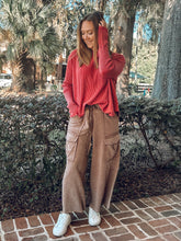 Oversized Washed Mineral Top | Red