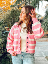Sweet Striped Cardigan | Pink