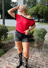 Off Shoulder Knit Top | Red