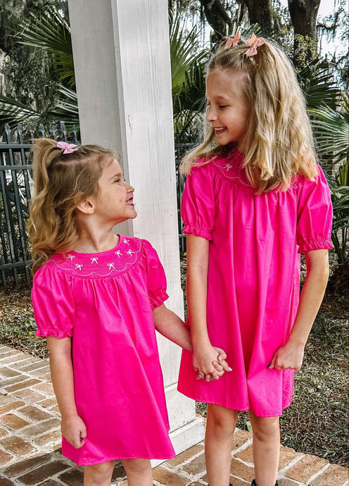 Sweetheart Smocked Bow Dress | Pink