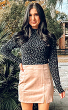 Cheetah Mock Neck Top | Black