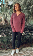 Ribbed Knit Pocket Top | Burgundy