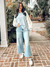 Floral Colorblock Top | Light Blue