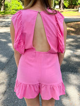 Ruffle Cutout Back Romper | Pink