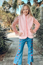 Heart Embroidered Denim Bell Bottoms