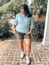 Structured Knit Boxy Top | Blue