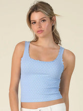 Polka Dot Edge Crop Tank | Blue