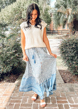 Boho Floral Maxi Skirt | Blue