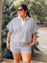 Striped Collared Set | Navy