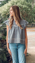 Gingham Flutter Top | Black
