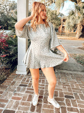 Floral Pocket Romper | Heather Grey