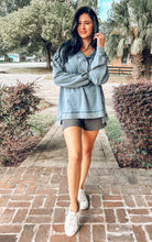 Mock Neck Mineral Washed Top | Denim